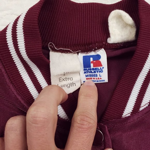 Vtg Roanoke College Russell USA Made Satin Jacket Womens Large Fits Mens Medium - Picture 11 of 12